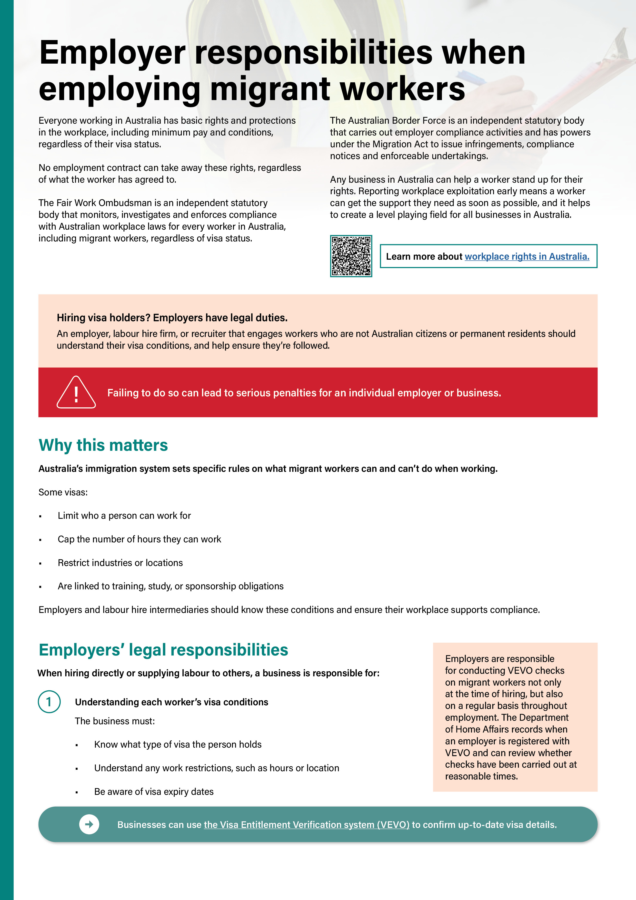 Employer Responsibilities – A4 Factsheet thumbnail